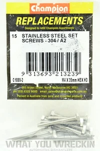 NEW: CHAMPION BOLT SET - 304 S/S - M4 x 35mm HEX HEAD - C1880-2 - 15 PACK - Bild 1 von 2