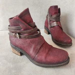 Stivali biker A.S.98 Airstep donna 9 rosso bordeaux pelle testurizzata Avant Garde - Foto 1 di 20