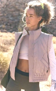 FREE PEOPLE FP MOVEMENT OYSTER CARE FP SCRUNCH TIME PUFFER VEST JACKET XS - Picture 1 of 10