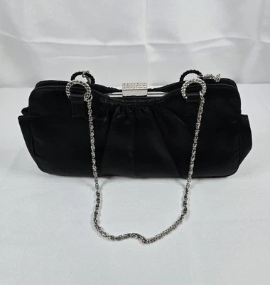 KATE LANDRY  Black Silver Clutch Chain Strap Evening Purse  - Image 1 of 4