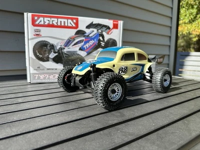 Arrma Typhon Grom MEGA 4WD Brushed 1/18 Buggy RTR Blue Cream Custom Vw Pro-line - Image 1 of 4
