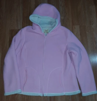 Chaqueta para mujer Faded Glory 1X (16W) rosa/blanco cremallera completa con capucha polar poliéster Foto 1 de 4