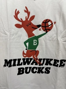 Milwaukee Bucks Shirt Men’s XXXL Hardwood Classics White Cartoon Mascot White - Picture 1 of 12