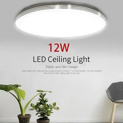 12W LED Ceiling Light Round Panel Down Lights cloakroom Bathroom Kitchen Lamp - Image 1 of 4