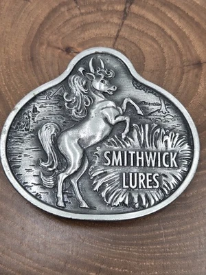 Редкие Винтажные Приманки Smithwick Серебряный Ремень Пряжка Дьявольская Лошадь - Изображение 1 из 2