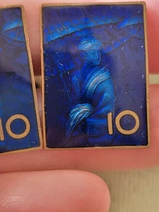 VINTAGE 50er GEISHA REGENSCHIRM MIT BLAUEM EMAILLE STEMPEL MANSCHETTENKNÖPFE/ FERTIGSTELLUNG, PERFEKTION - Bild 1 von 9