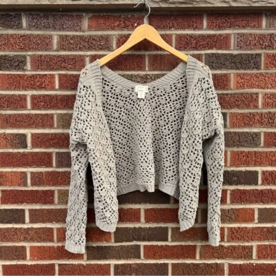 Artelier Nicole Miller Dark Beige Open Knit Loose Knit Sweater Cardigan - Image 1 of 3