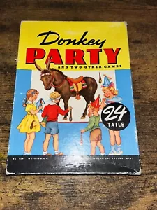 Vintage Whitman Pin the Tail on the Donkey Party Game anni 50 + altri 2 giochi - Foto 1 di 2
