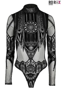 Gothic Inverted Cathedral Mesh Velvet Black Sheer Contrast Sexy Restyle - Picture 1 of 8