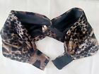 Brown-Green Leopard Velour Knotted Headband Top Knot Accessory Fashion, Small