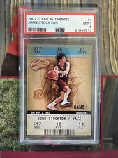 2002 Fleer Authentix John Stockton #4 Utah Jazz PSA 9 POP 1