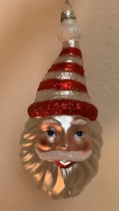 Robert Stanley Glass Santa Head Christmas Ornament 7” - Picture 1 of 8