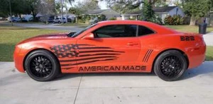 (2) American flag distressed DECALS large 23x40" fits jeep Ford Chevy Dodge - Picture 1 of 4