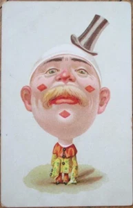 Cartolina pagliaccio testa gigante 1905, litografia a colori - Foto 1 di 1