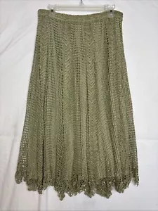Very Vera Embroidered Bling Light Green Silk Lined Long Skirt Sz Large NWOT - Picture 1 of 2