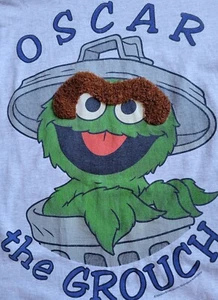 Vintage Sesame Street Oscar The Grouch Henson Distressed T Shirt O/S Made in USA - Picture 1 of 9