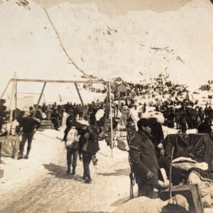 c.1898 Klondike Gold Rush Chilkoot Pass AK Petersons Trail Real Photo Stereoview - Picture 1 of 3