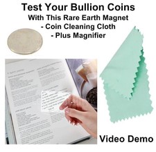 Silver Britannia Testing Magnet Test For Real Silver Coin + Coin Cleaning Cloth