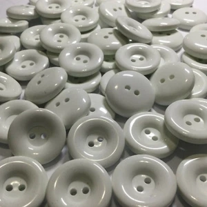 From Italy "Fat" White "Bagel" Shape Classic & Clean Button 15mm 18mm 23mm 2hole - Picture 1 of 9