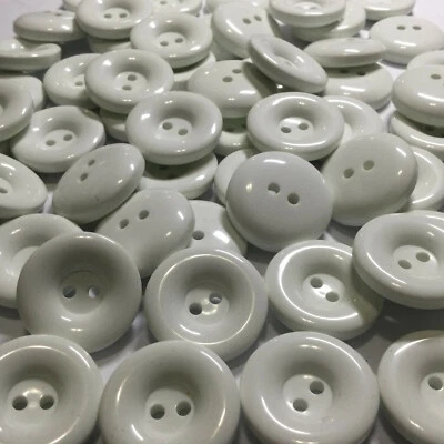 From Italy "Fat" White "Bagel" Shape Classic & Clean Button 15mm 18mm 23mm 2hole - Image 1 of 4
