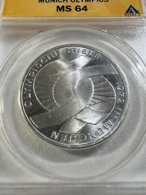 1972-J Germany 10 Marks Olympic Knot Commemorative Graded MS 64 by ANACS - Image 1 of 4