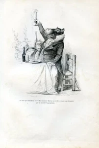 Grandville, Nilpferd stößt an...........Stich...1842 - Bild 1 von 1