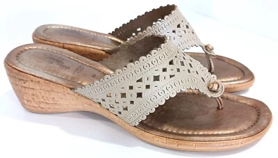 Spring Step wedge heel Flip Flop Thong Sandals slip on shoes, 40 / 9 bone - Image 1 of 4