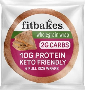 Fitbakes 2g Carbs Wholegrain Keto Tortilla Wraps, 6x40g Full Size Keto Wraps - Picture 1 of 5