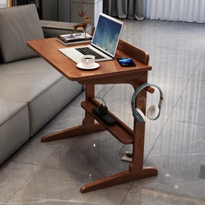 Scrivania Mobile Rovere Massello | Comodino Rotante Certificato FSC e Workstation Portatile - Foto 1 di 28