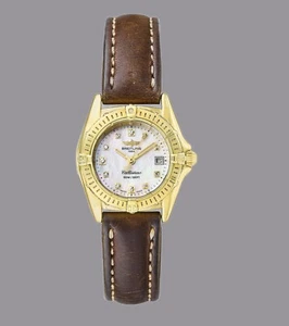 Breitling Callistino 1226 18K Yellow Gold watch w/Diamonds/date - Picture 1 of 9