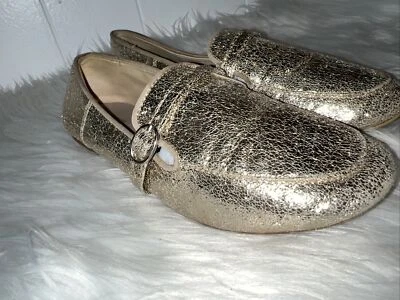 Zapatos de vestir mocasines con hebilla metálica dorada/plateada ZARA GIRLS TALLA 37 UE 6,5 EE. UU. Foto 1 de 4