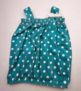Gymboree 2014 Sunny Citrus Little Girls Size 4 Cotton Teal Polka-Dot Top Bow - Picture 1 of 5