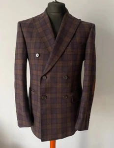 Scabal Savile Row MTM Double-Breasted Men's Burgundy Brown Wool Blazer Size 38R - Picture 1 of 9