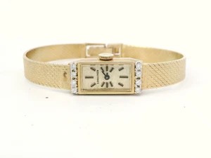 Vintage Longines Solid 14K Gold Case & Band Diamond Bezel Mechanical Wind Watch - Picture 1 of 18