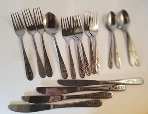Rogers *Stanley Roberts Floral Mist Mixed Lot of 17 pc forks spoons - Picture 1 of 2