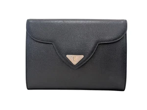 Yves Saint Laurent Clutch Second Bag Leather Black Purse Vintage YSL Authentic - Picture 1 of 23