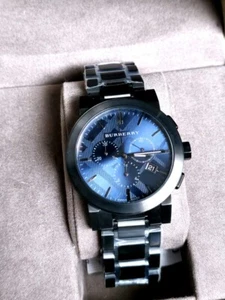 Brand New Burberry BU9365 Gray Ion Plated Stainless Steel Blue Dial Men's Watch - Picture 1 of 4