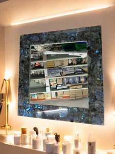 30" Square Labradorite Stone Wal Mirror Frame Luxury Crystal Healing Hallway Dec - Picture 1 of 9