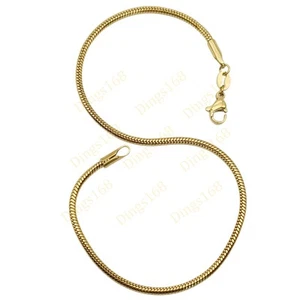 Genuine 18K Yellow Gold Filled Traditional Snake Chain Bracelet/Anklet 10" * 2mm - Picture 1 of 2