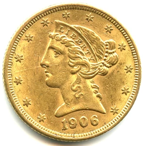 USA 5 dollars OR Liberty Head Half Eagle 1906 n°6372 - Imagen 1 de 2