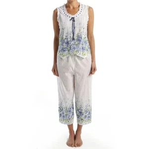Juego de Pijama La Cera Algodón Floral Blanco Cottage Core Talla XL - Imagen 1 de 4