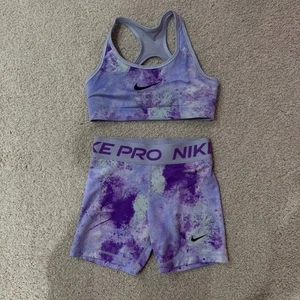 Nike Pro Dri-FIT Sports Bra Set Purple Activewear Athletic Outfit Girls Medium - Picture 1 of 11