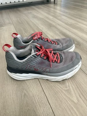 Hoka One One Bondi 6 Mens Running Shoes Size 11,5 Gray Red Athletic Sneakers - Image 1 of 4