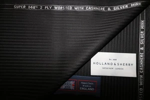 Holland & Sherry SUPER 140's WOOL + CASHMERE & SILVER MINK SUITING FABRIC =4.15m - Picture 1 of 12