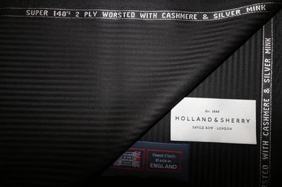 Holland & Sherry SUPER 140's WOOL + CASHMERE & SILVER MINK SUITING FABRIC =4.15m - Image 1 of 4