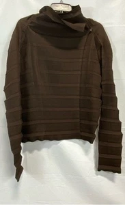 Issey Miyake Women Brown Pleated Cardigan Blouse Size 2 - Picture 1 of 4