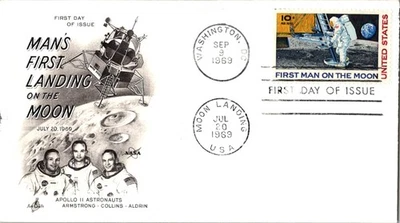 Vintage FDC USPS Scott #C76 Airmail Man's 1st Landing On The Moon c1969 - Image 1 of 4