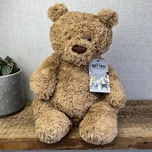 Jellycat Large Bartholemew Bear - Jellycat Textured Tan Sitting Bear Plush 14” - Picture 1 of 14