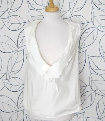 Moschino Cheap and Chic White Sleeveless Ruffle V-Neck Blouse Women's Size 6 US - Image 1 of 4