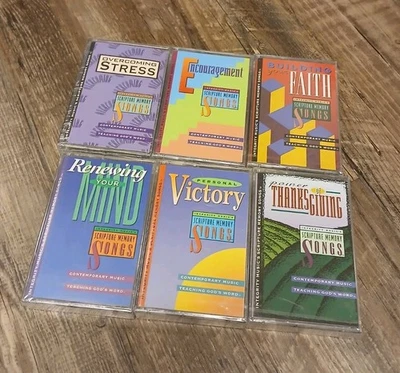 Lot 6 Scripture Memory Songs Cassette Tapes 1992 Integrity Music Victory Stress - Image 1 of 3